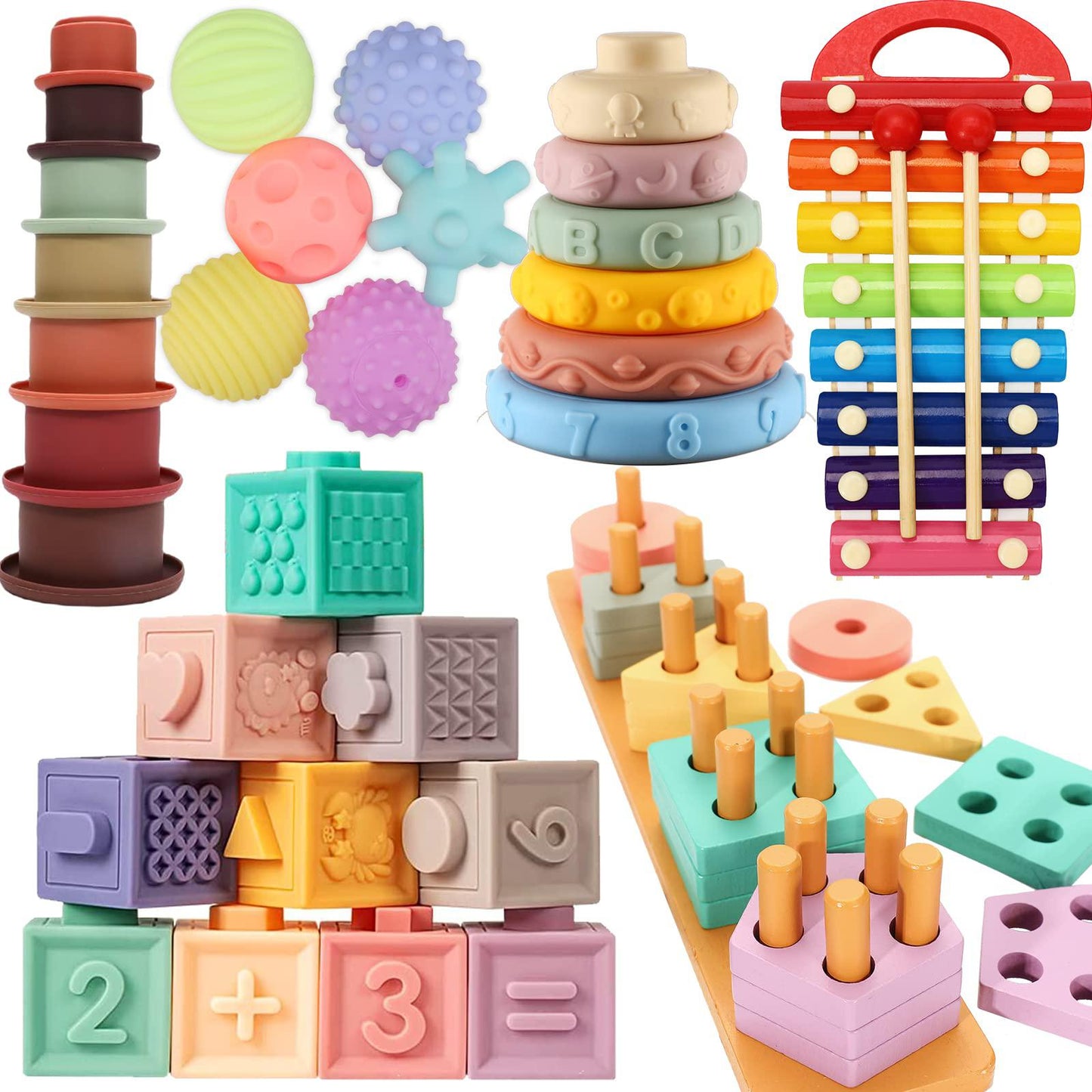 Montessori-Inspired 6-in-1 Sensory Toys for Infants and Toddlers (6 to 12 Months)