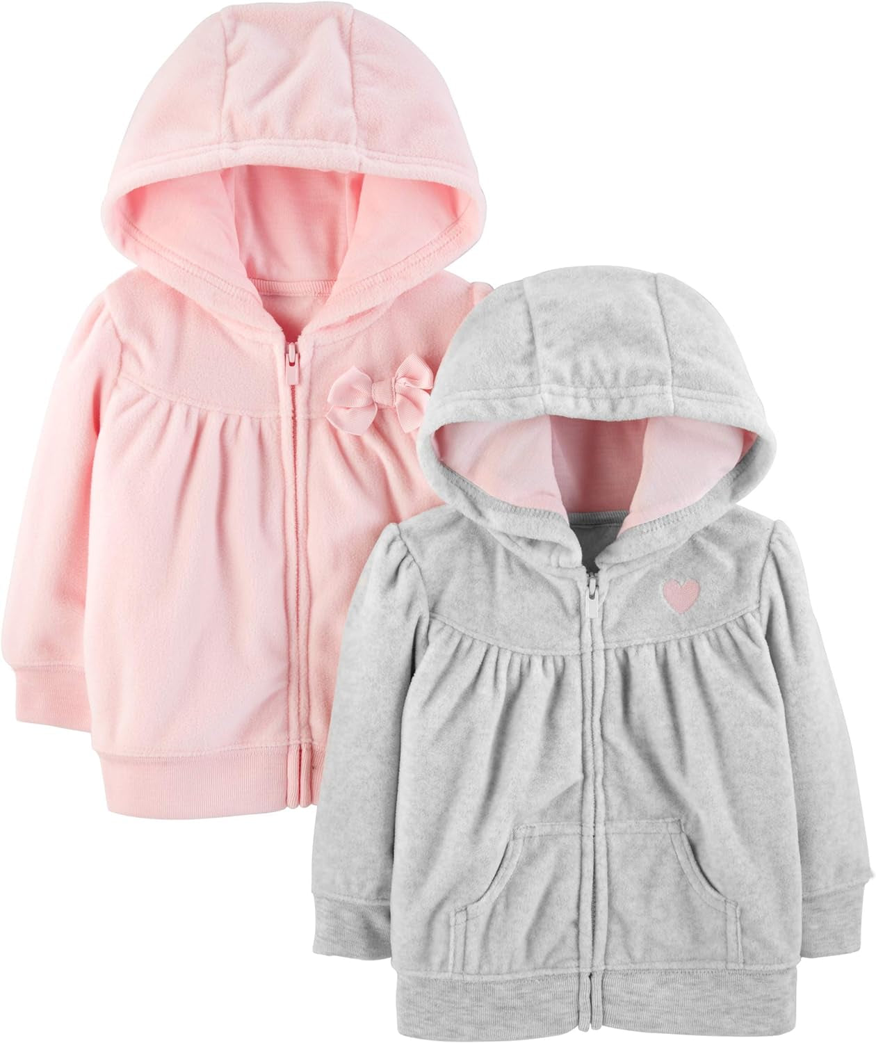 Girls' Fleece Full Zip Hoodie 2-Pack