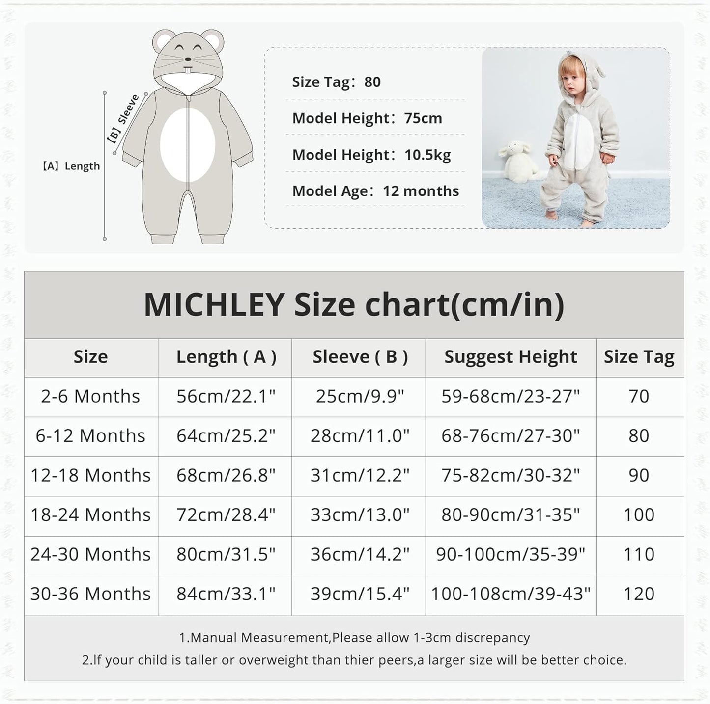 Unisex Baby Animal Costume Winter Autumn Flannel Hooded Romper Cosplay Jumpsuit