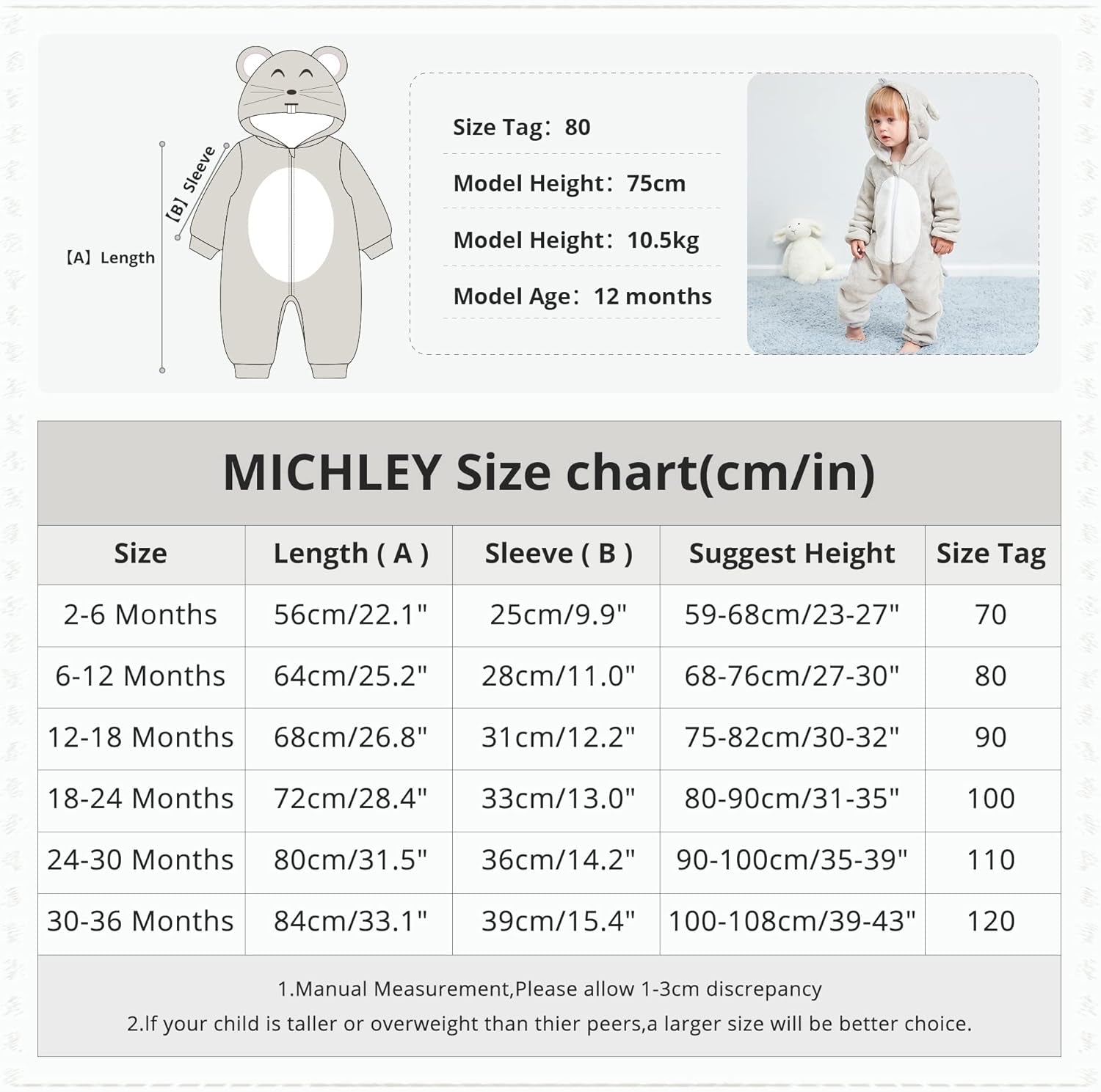 Unisex Baby Animal Costume Winter Autumn Flannel Hooded Romper Cosplay Jumpsuit