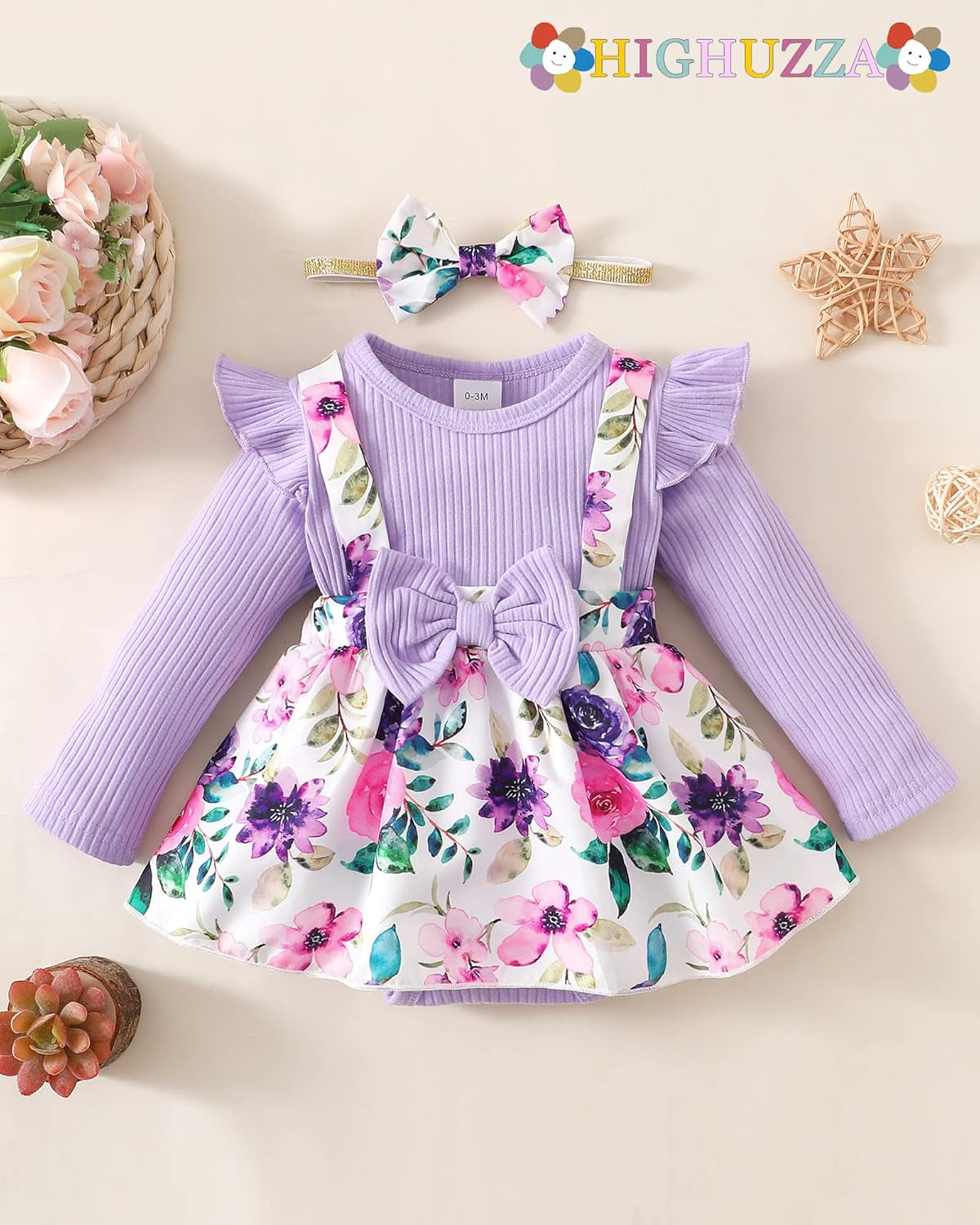 Baby Girl Winter Clothes Toddler Girl Spring Outfit Long Sleeve Ruffle Romper Suspender Skirt Headband Set